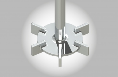Stirrer rushton disc turbine with vertical blades